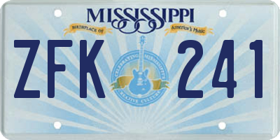 MS license plate ZFK241