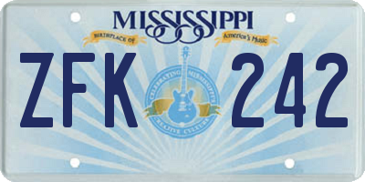 MS license plate ZFK242