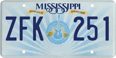 MS license plate ZFK251