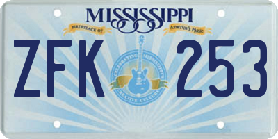 MS license plate ZFK253