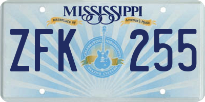 MS license plate ZFK255