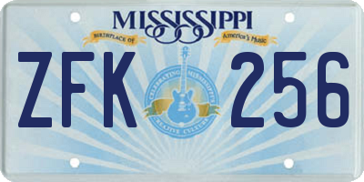 MS license plate ZFK256