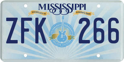 MS license plate ZFK266