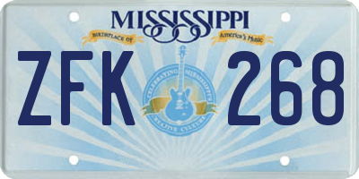 MS license plate ZFK268