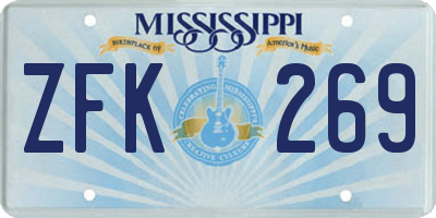 MS license plate ZFK269
