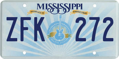 MS license plate ZFK272