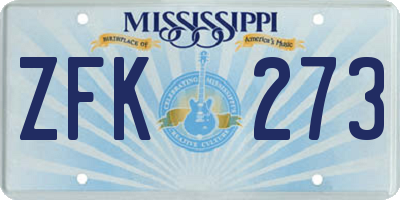 MS license plate ZFK273