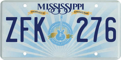 MS license plate ZFK276