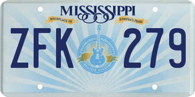 MS license plate ZFK279