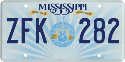 MS license plate ZFK282