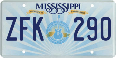 MS license plate ZFK290
