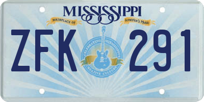 MS license plate ZFK291