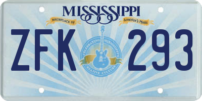 MS license plate ZFK293