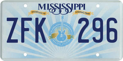 MS license plate ZFK296