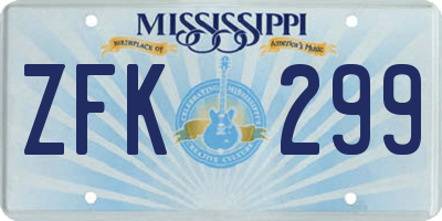 MS license plate ZFK299