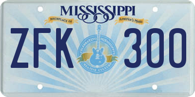 MS license plate ZFK300