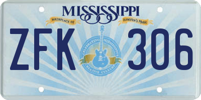 MS license plate ZFK306