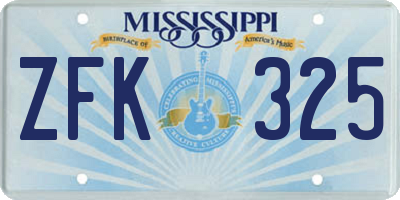 MS license plate ZFK325