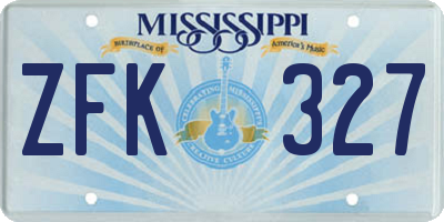 MS license plate ZFK327