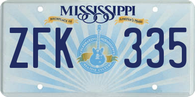 MS license plate ZFK335