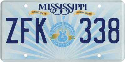 MS license plate ZFK338