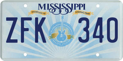 MS license plate ZFK340
