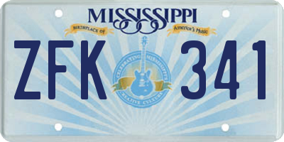 MS license plate ZFK341
