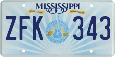 MS license plate ZFK343