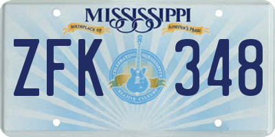 MS license plate ZFK348