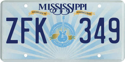 MS license plate ZFK349