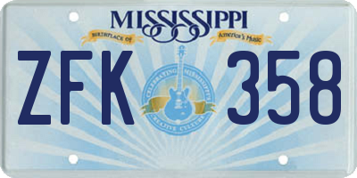 MS license plate ZFK358