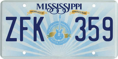 MS license plate ZFK359