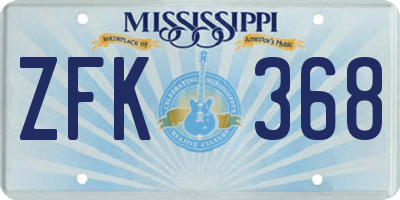 MS license plate ZFK368