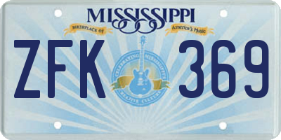 MS license plate ZFK369