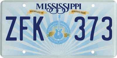 MS license plate ZFK373