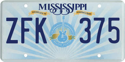 MS license plate ZFK375