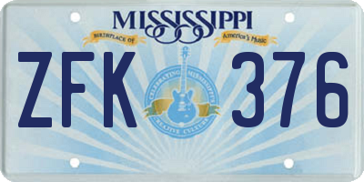 MS license plate ZFK376