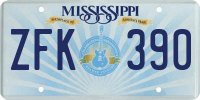 MS license plate ZFK390