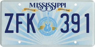 MS license plate ZFK391
