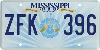 MS license plate ZFK396