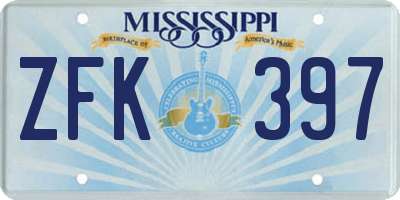 MS license plate ZFK397