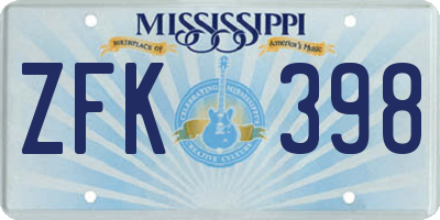 MS license plate ZFK398