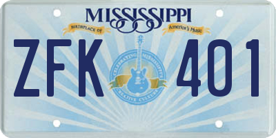 MS license plate ZFK401