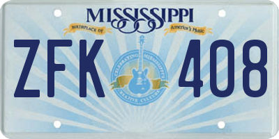 MS license plate ZFK408