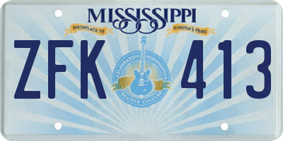 MS license plate ZFK413