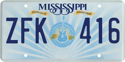 MS license plate ZFK416