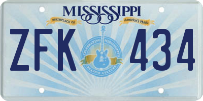 MS license plate ZFK434