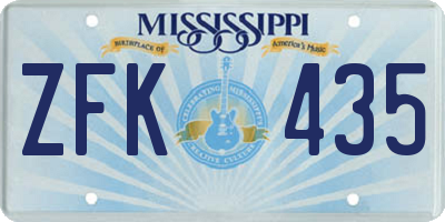 MS license plate ZFK435