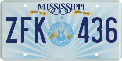 MS license plate ZFK436