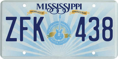 MS license plate ZFK438